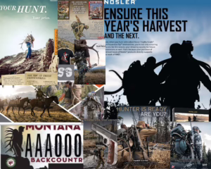 Hunter with an elk rack on their back