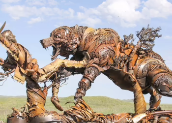 This life-sized Hybrid Metal Art Sculpture by John Lopez can be viewed in at the Grand River Museum in Lemmon, South Dakota.